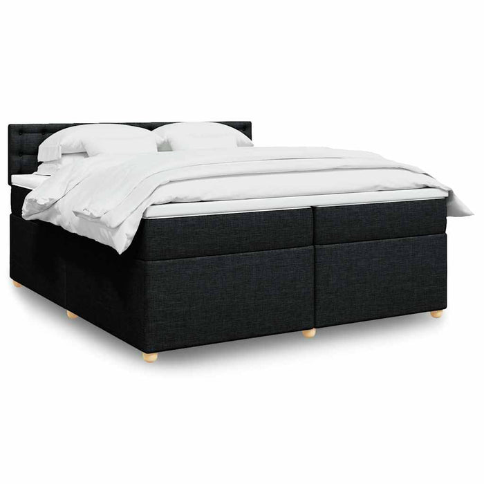 Pat box spring cu saltea, negru, 200x200 cm, textil - WALTI WALTI