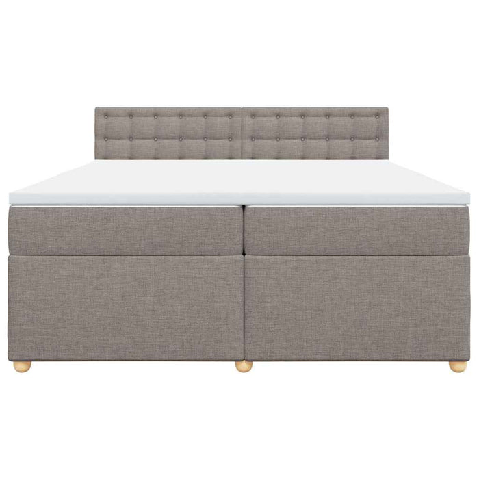 Pat box spring cu saltea, gri taupe, 200x200 cm, textil WALTI