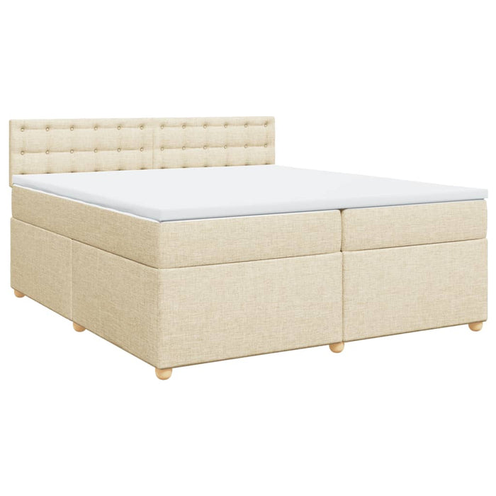 Pat box spring cu saltea, crem, 200x200 cm, textil WALTI