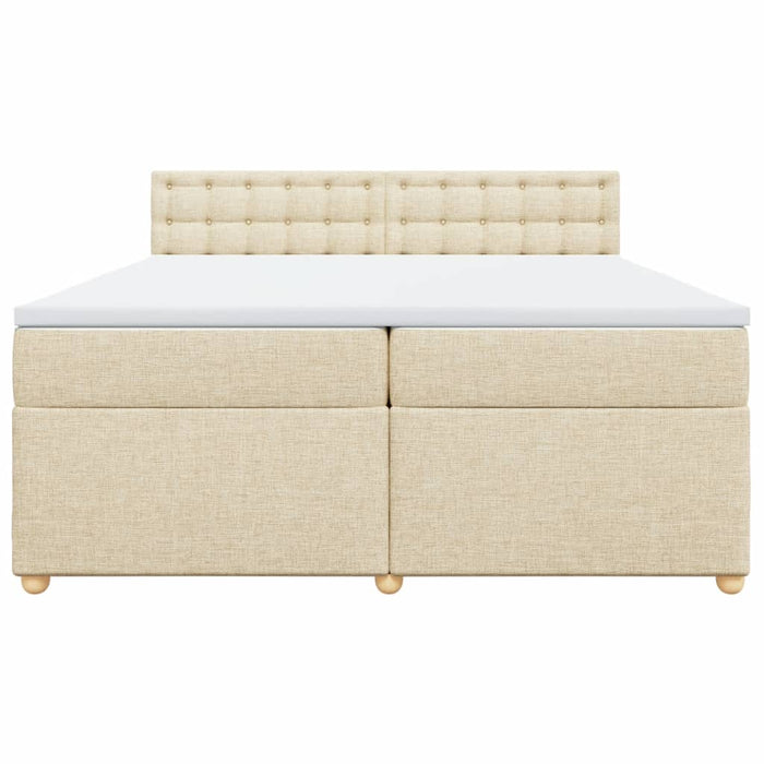 Pat box spring cu saltea, crem, 200x200 cm, textil WALTI