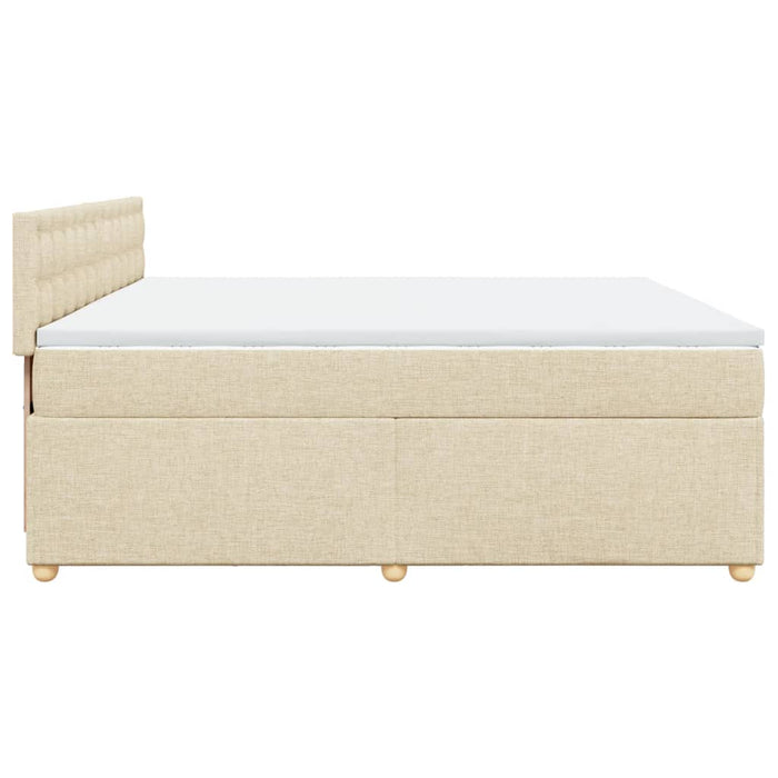 Pat box spring cu saltea, crem, 200x200 cm, textil WALTI