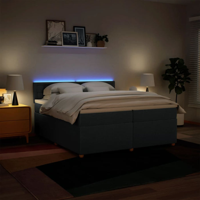 Pat box spring cu saltea, albastru, 200x200 cm, textil - WALTI WALTI