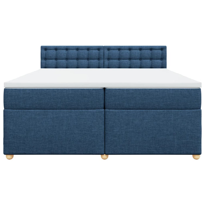 Pat box spring cu saltea, albastru, 200x200 cm, textil - WALTI WALTI