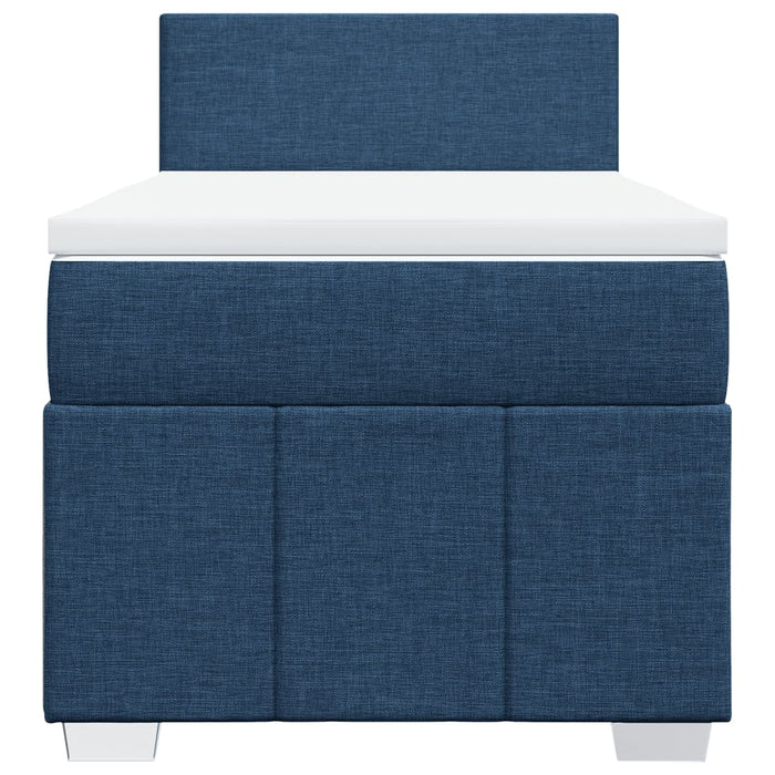 Pat box spring cu saltea, albastru, 80x200 cm, textil WALTI