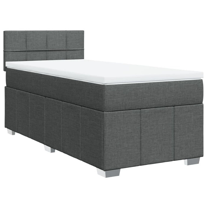 Pat box spring cu saltea, gri închis, 80x200 cm, textil WALTI