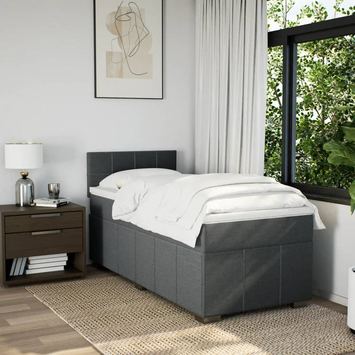 Pat box spring cu saltea, gri închis, 80x200 cm, textil WALTI