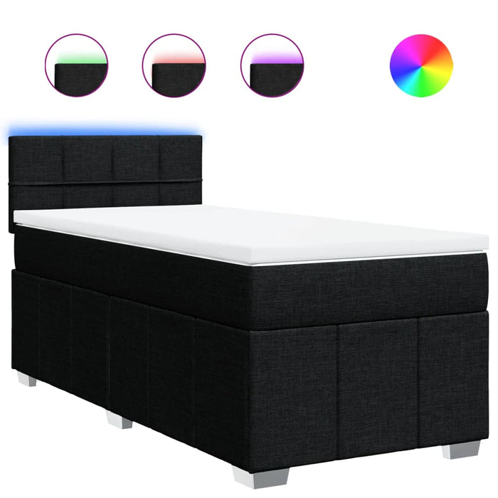 Pat box spring cu saltea, negru, 80x200 cm, textil - WALTI WALTI