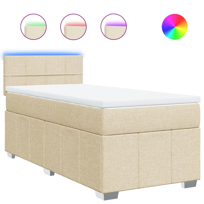 Pat box spring cu saltea, crem, 80x200 cm, textil - WALTI WALTI