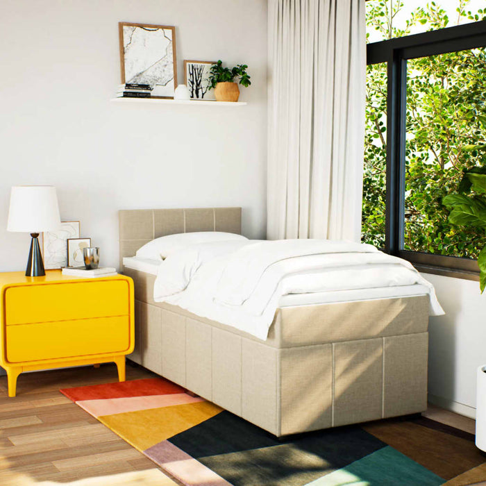 Pat box spring cu saltea, crem, 80x200 cm, textil - WALTI WALTI