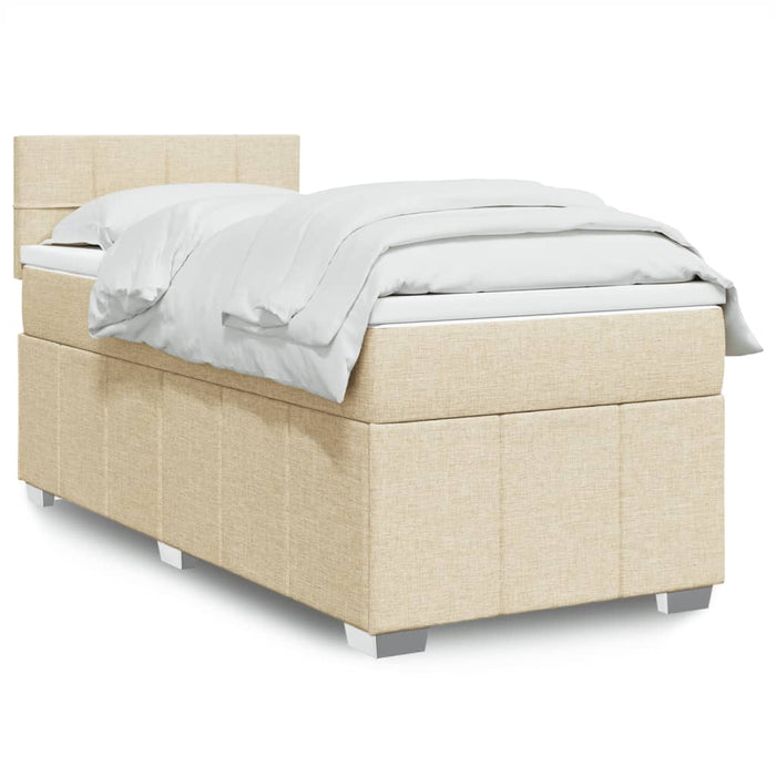 Pat box spring cu saltea, crem, 80x200 cm, textil - WALTI WALTI
