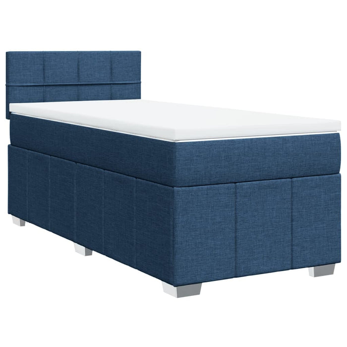Pat box spring cu saltea, albastru, 80x200 cm, textil - WALTI WALTI