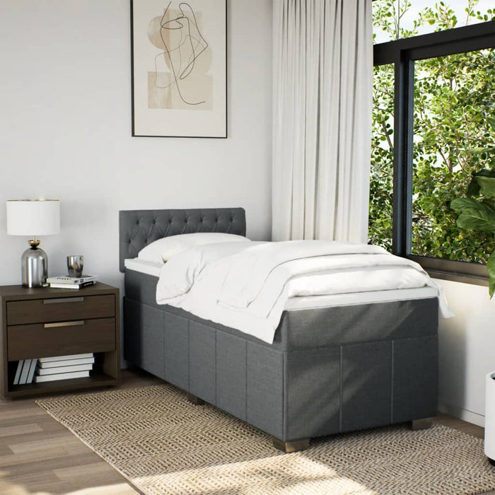 Pat box spring cu saltea, gri închis, 80x200 cm, textil WALTI