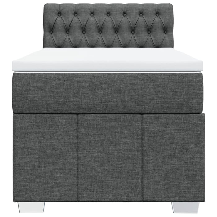 Pat box spring cu saltea, gri închis, 80x200 cm, textil WALTI