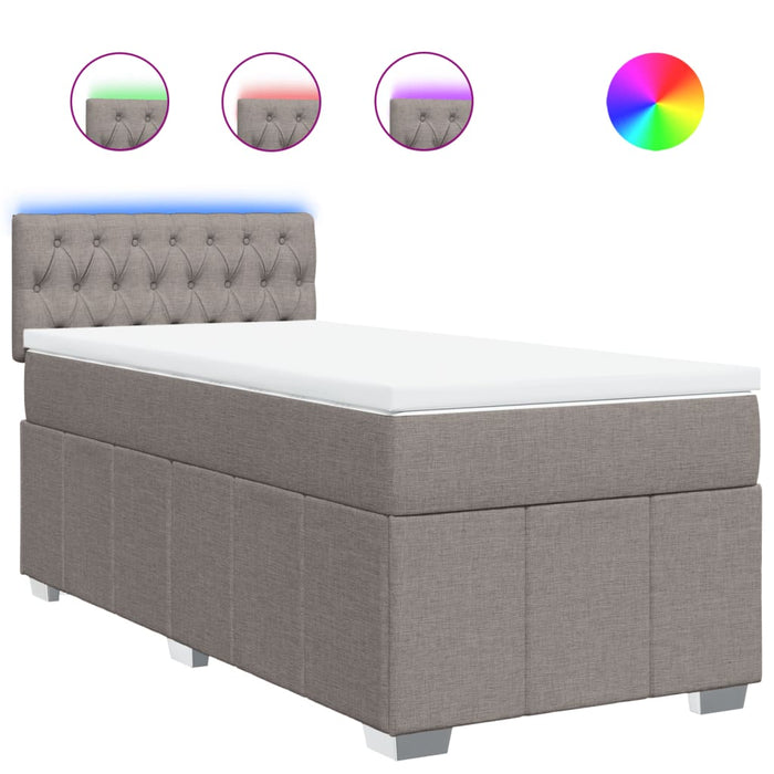 Pat box spring cu saltea, gri taupe, 80x200 cm, textil WALTI