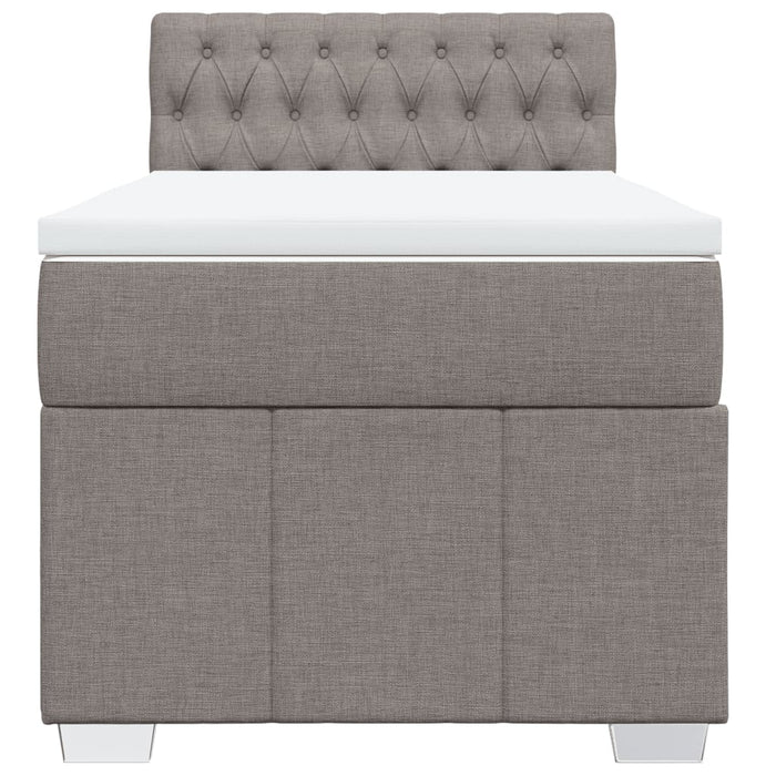 Pat box spring cu saltea, gri taupe, 80x200 cm, textil WALTI