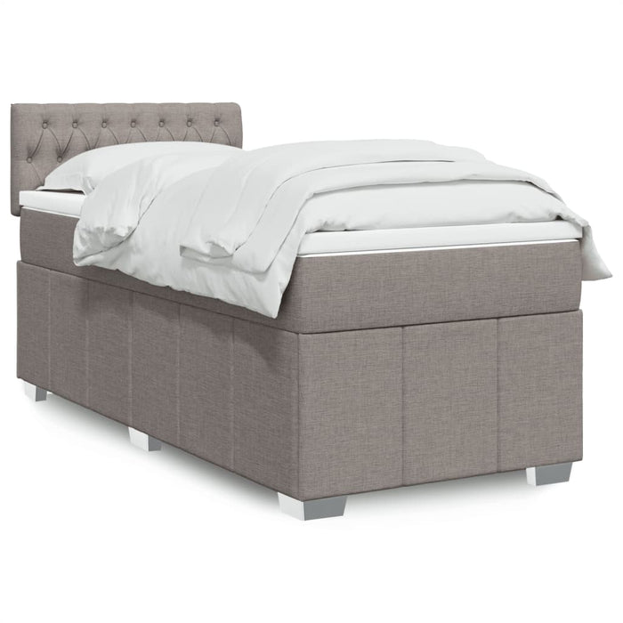 Pat box spring cu saltea, gri taupe, 80x200 cm, textil WALTI