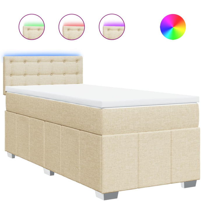 Pat box spring cu saltea, crem, 80x200 cm, textil - WALTI WALTI