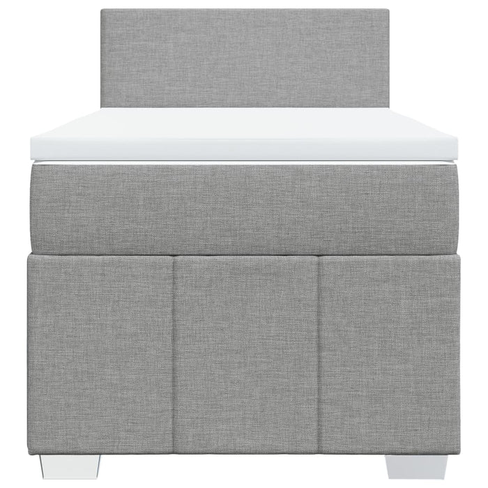 Pat box spring cu saltea, gri deschis, 90x190 cm, textil - WALTI WALTI