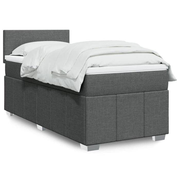 Pat box spring cu saltea, gri închis, 90x190 cm, textil - WALTI WALTI