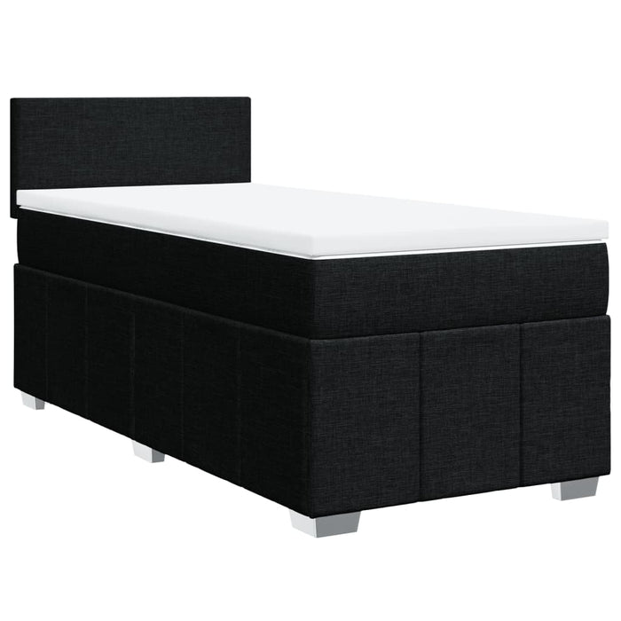 Pat box spring cu saltea, negru, 90x190 cm, textil - WALTI WALTI