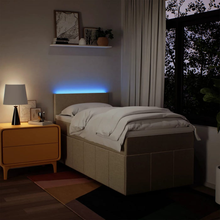 Pat box spring cu saltea, crem, 90x190 cm, textil - WALTI WALTI