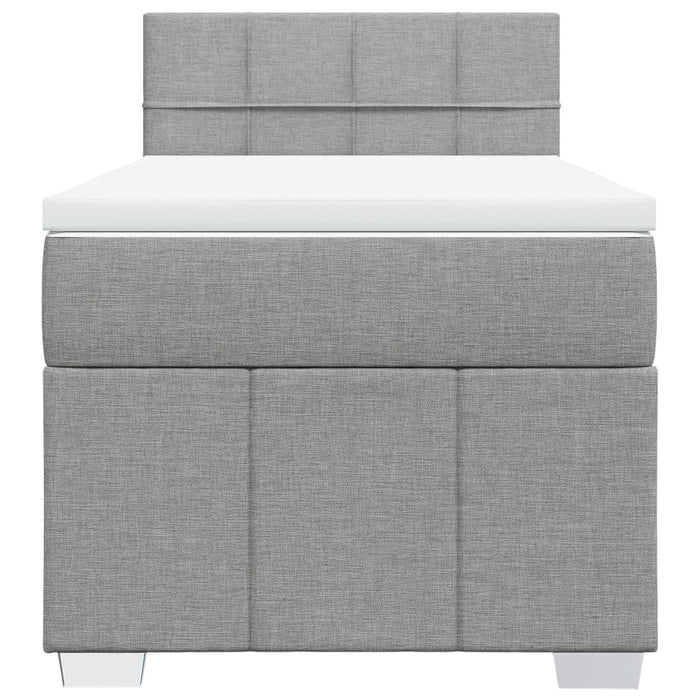 Pat box spring cu saltea, gri deschis, 90x190 cm, textil - WALTI WALTI