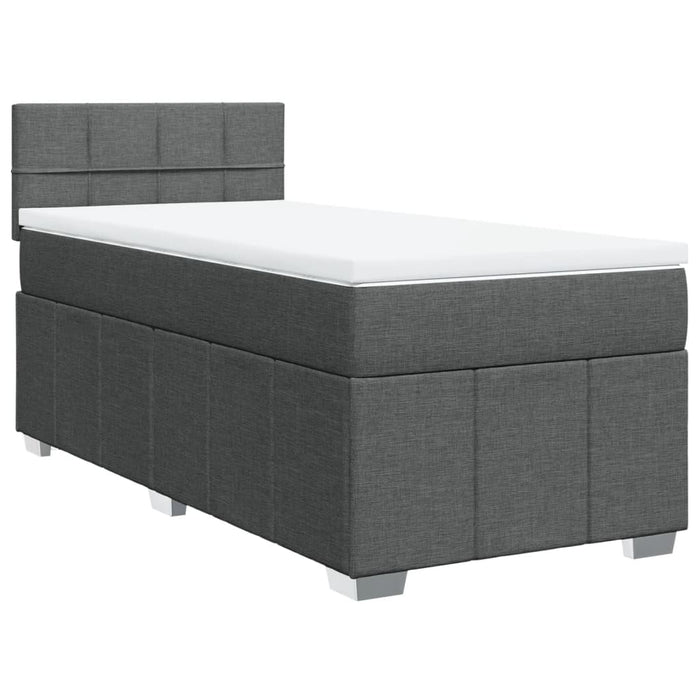 Pat box spring cu saltea, gri închis, 90x190 cm, textil - WALTI WALTI
