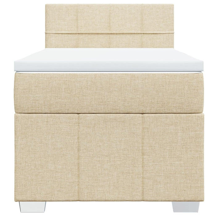 Pat box spring cu saltea, crem, 90x190 cm, textil - WALTI WALTI