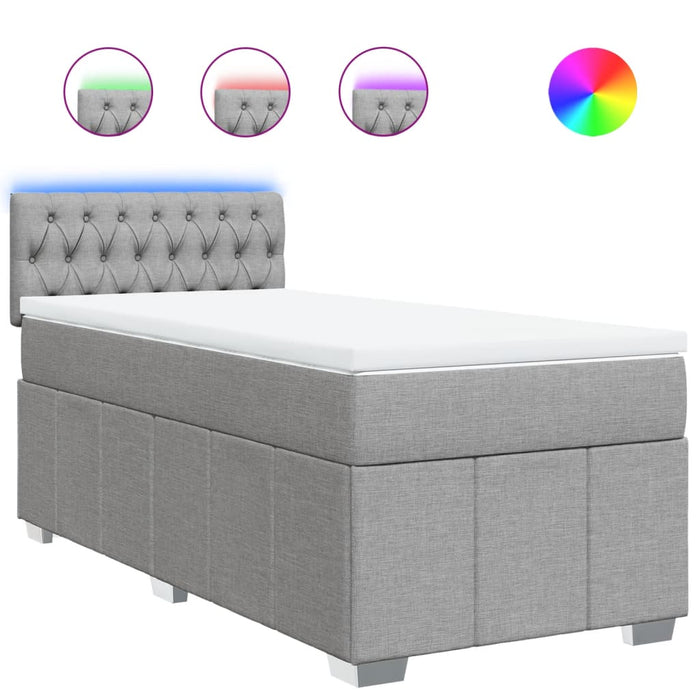Pat box spring cu saltea, gri deschis, 90x190 cm, textil - WALTI WALTI