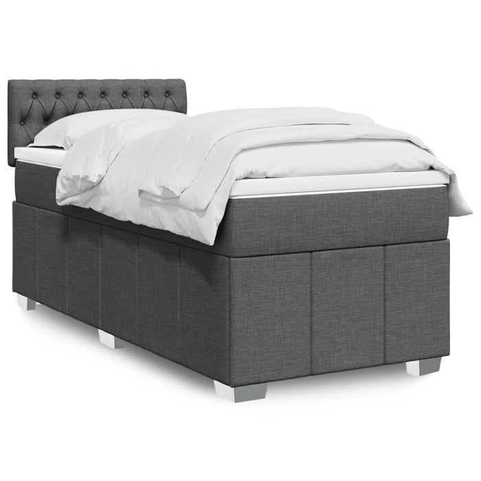 Pat box spring cu saltea, gri închis, 90x190 cm, textil - WALTI WALTI