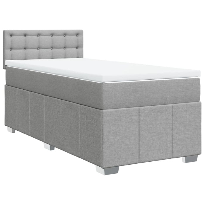 Pat box spring cu saltea, gri deschis, 90x190 cm, textil - WALTI WALTI