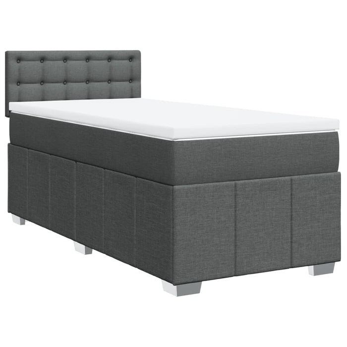 Pat box spring cu saltea, gri închis, 90x190 cm, textil - WALTI WALTI