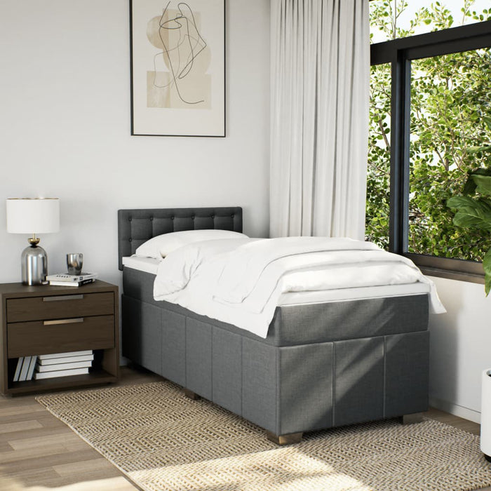 Pat box spring cu saltea, gri închis, 90x190 cm, textil - WALTI WALTI