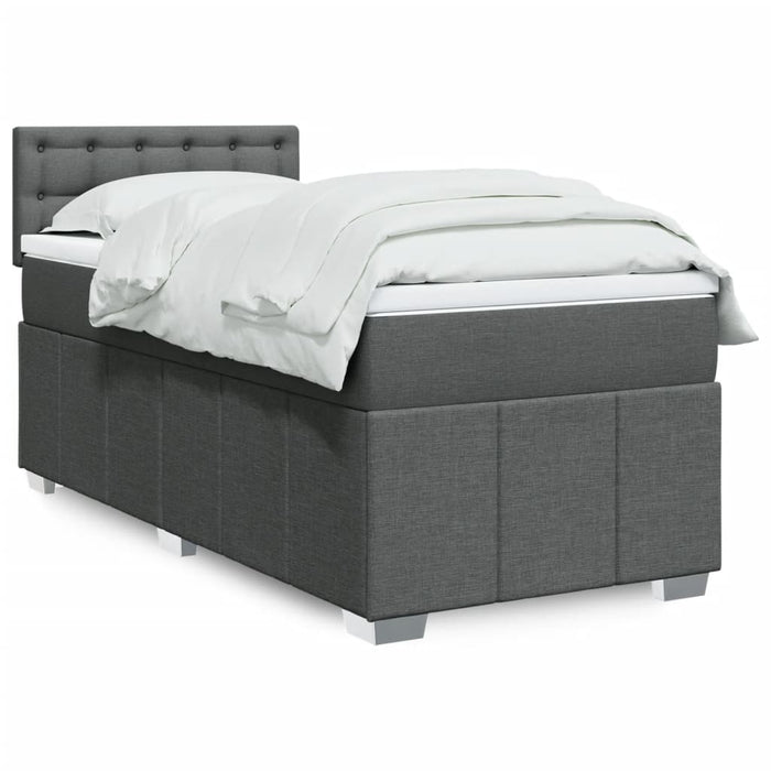 Pat box spring cu saltea, gri închis, 90x190 cm, textil - WALTI WALTI