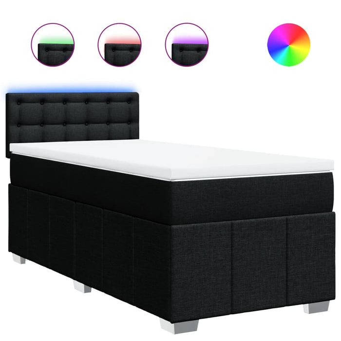 Pat box spring cu saltea, negru, 90x190 cm, textil - WALTI WALTI