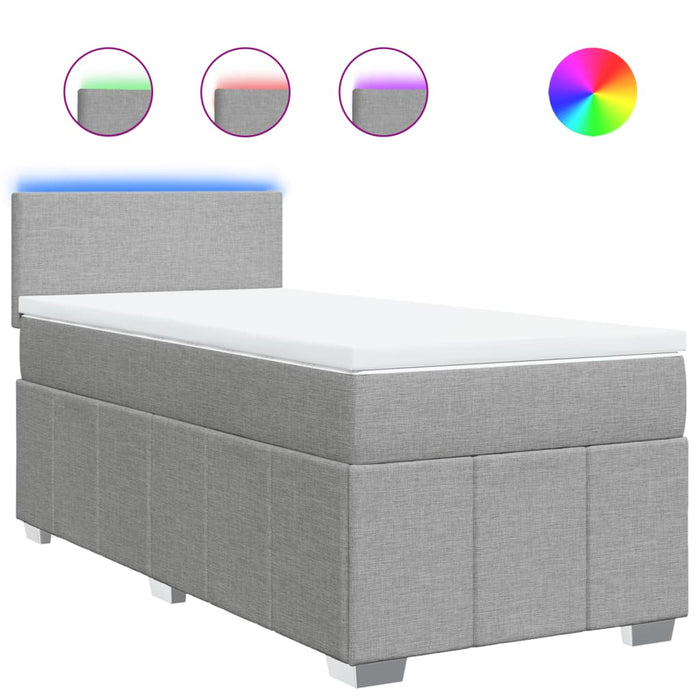 Pat box spring cu saltea, gri deschis, 90x200 cm, textil - WALTI WALTI