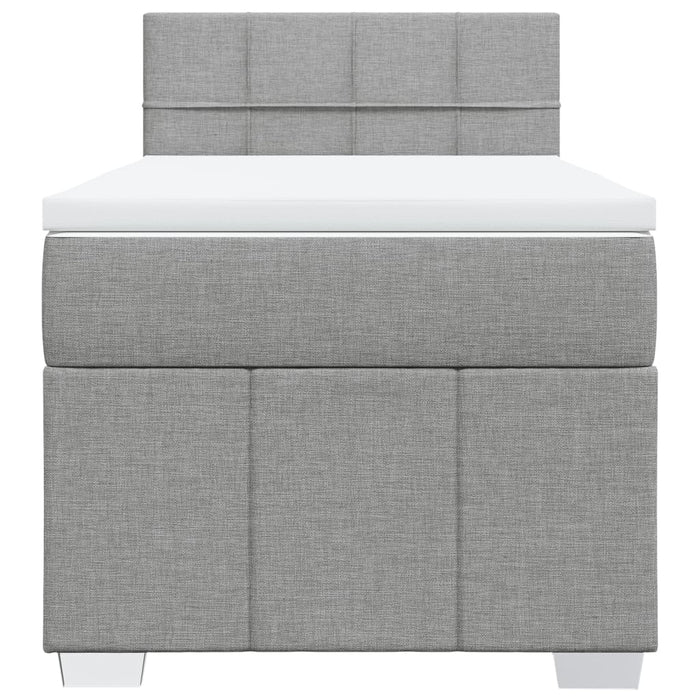 Pat box spring cu saltea, gri deschis, 90x200 cm, textil - WALTI WALTI
