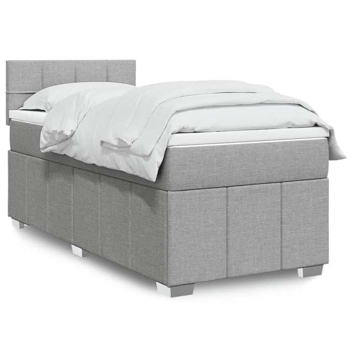 Pat box spring cu saltea, gri deschis, 90x200 cm, textil - WALTI WALTI