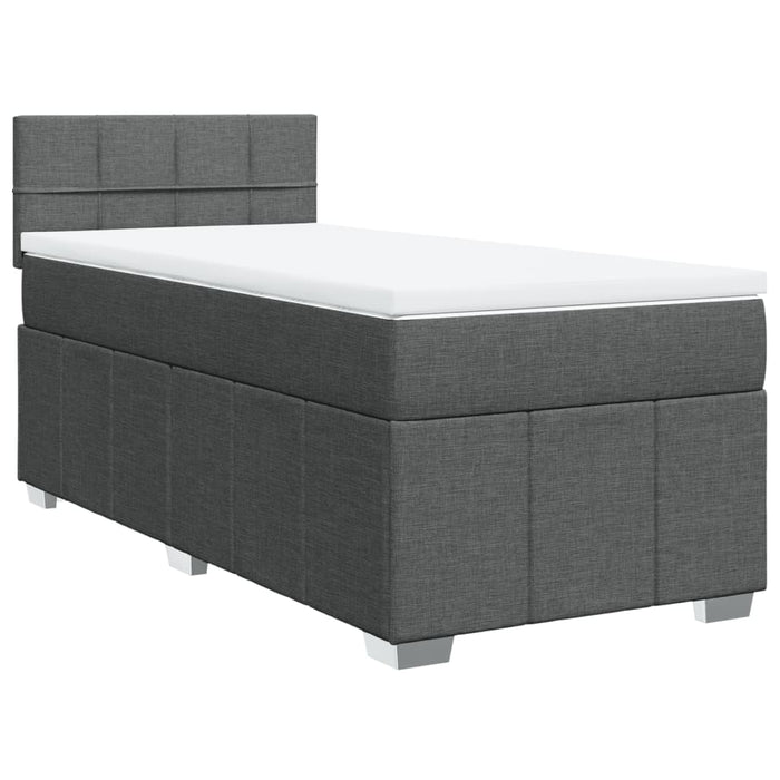 Pat box spring cu saltea, gri închis, 90x200 cm, textil - WALTI WALTI