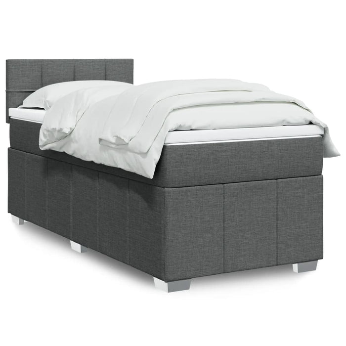 Pat box spring cu saltea, gri închis, 90x200 cm, textil - WALTI WALTI