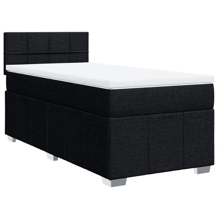 Pat box spring cu saltea, negru, 90x200 cm, textil WALTI