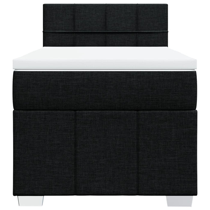 Pat box spring cu saltea, negru, 90x200 cm, textil WALTI