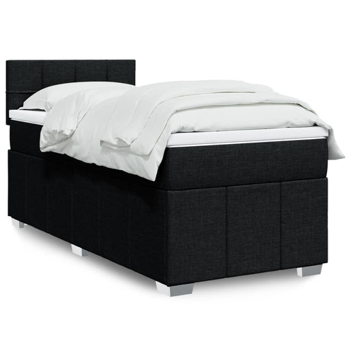 Pat box spring cu saltea, negru, 90x200 cm, textil - WALTI WALTI