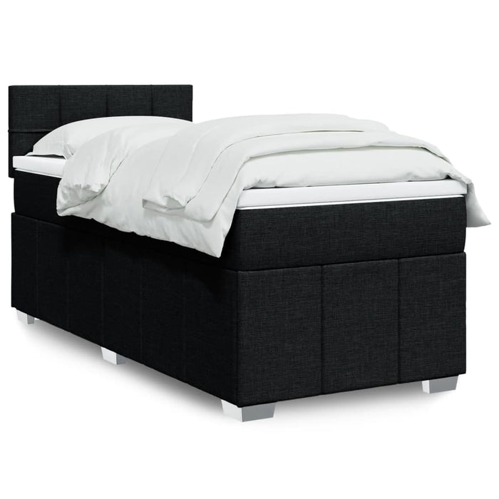 Pat box spring cu saltea, negru, 90x200 cm, textil WALTI