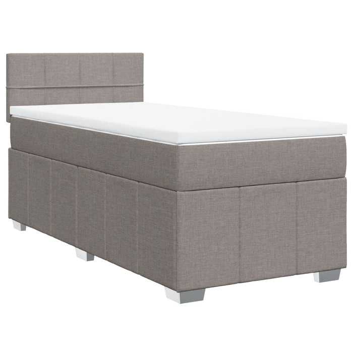 Pat box spring cu saltea, gri taupe, 90x200 cm, textil - WALTI WALTI