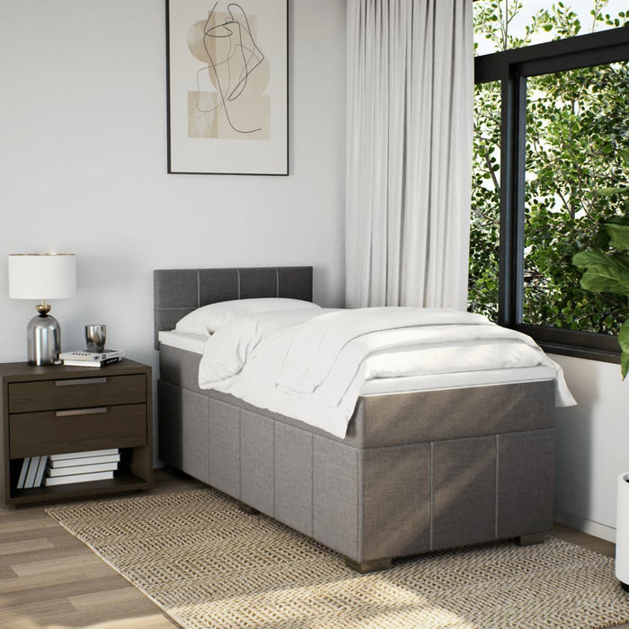 Pat box spring cu saltea, gri taupe, 90x200 cm, textil - WALTI WALTI