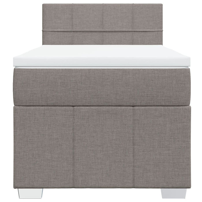 Pat box spring cu saltea, gri taupe, 90x200 cm, textil - WALTI WALTI
