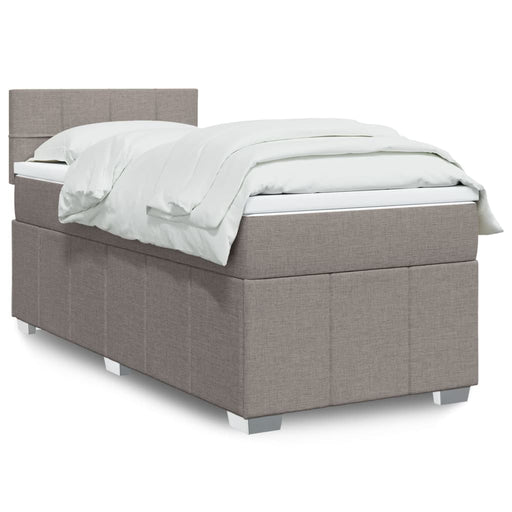 Pat box spring cu saltea, gri taupe, 90x200 cm, textil - WALTI WALTI