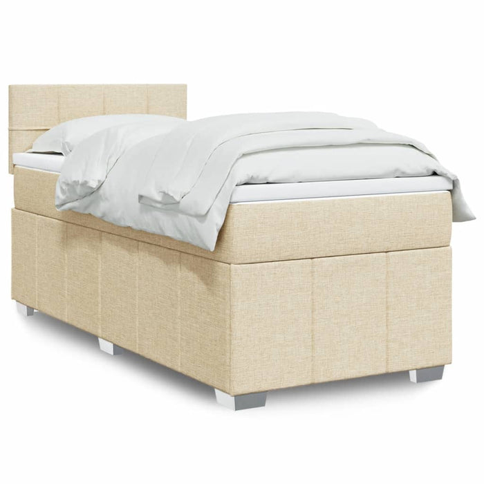 Pat box spring cu saltea, crem, 90x200 cm, textil - WALTI WALTI