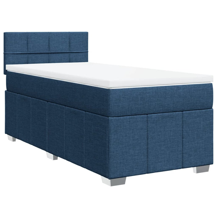 Pat box spring cu saltea, albastru, 90x200 cm, textil - WALTI WALTI